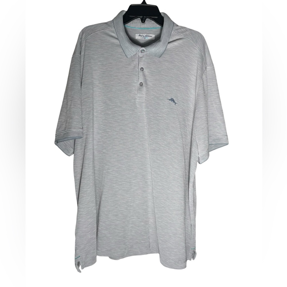 Tommy Bahama Polo Mens size 3XL Gray Short Sleeve Island Zone Casual Preppy